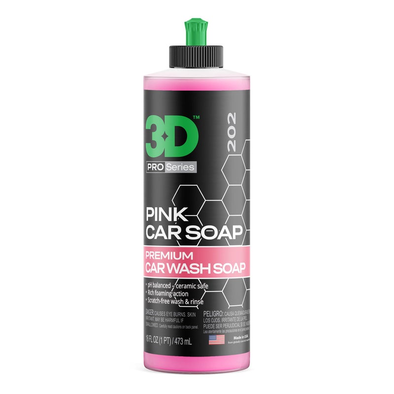 3D Pink Car Soap - 16 oz |pH Neutral Car Wash Soap with High Suds & Cherry Scent | Scratch-Free, High Gloss Shine | Safe on Wax & Sealants | Weekly Car Care - Image 1